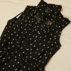 Forever 21 Dresses - Sheer Black Cutout Collared Dress (includes slip) Forever 21 Dresses - Sheer Black Cutout Collared Dress (includes slip)